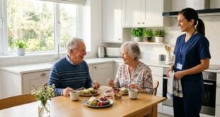 Elderly couple enjoying healthy